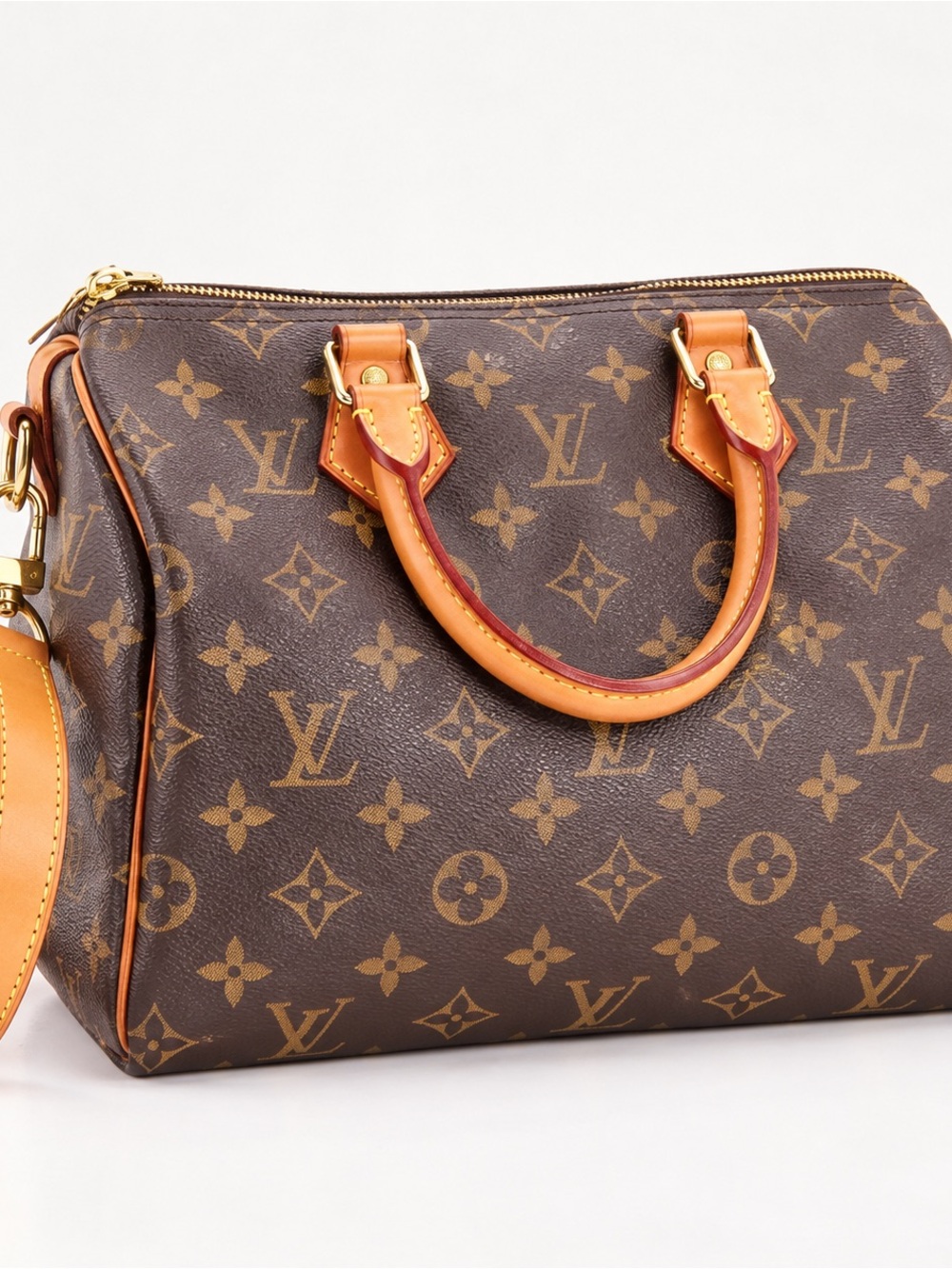 Louis Vuitton Speedy Bandoulière 25 Monogram Satchel Brown 100% Authentic